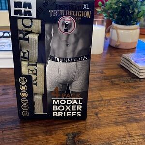 True Religion 4 Pack Modal Boxer Briefs XL ALL BLACK GOLD BAND
